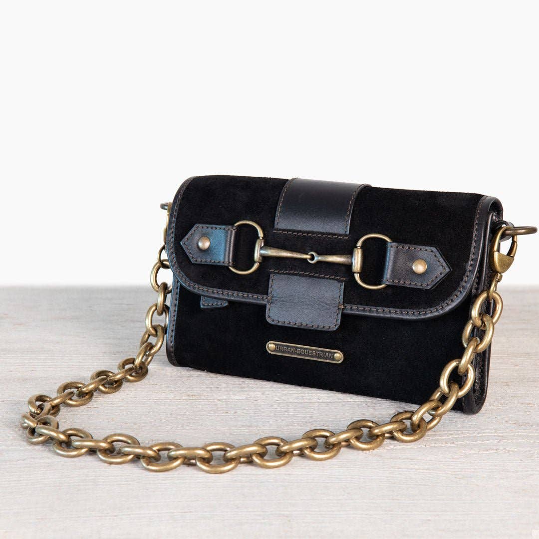 URBAN-EQUESTRIAN - Wholesale Crossbody Bag - Women's - Dalton - Horse Bit Crossbody Luxury Leather Handbag in Black on Black8