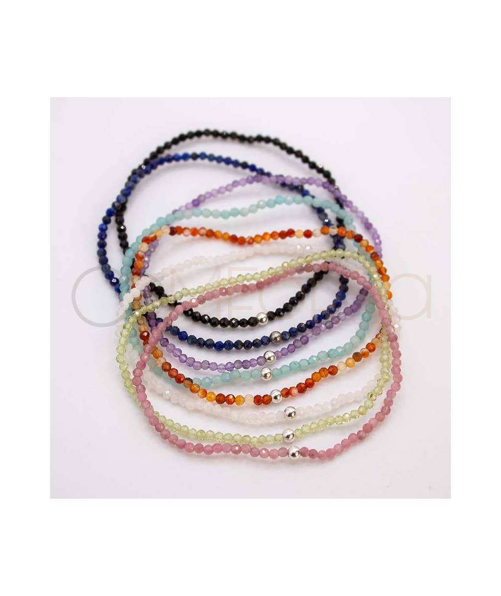 COM FORSA SL - Wholesale Beaded Bracelet - Sterling silver 925 elastic bracelet with Amethyst stones0