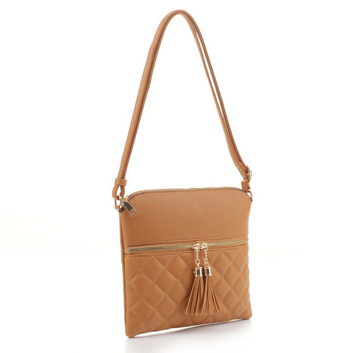 FC20243 Bandolera Acolchada de Diamante con Cremallera de Borla para venta al por mayor de Isabelle Handbags