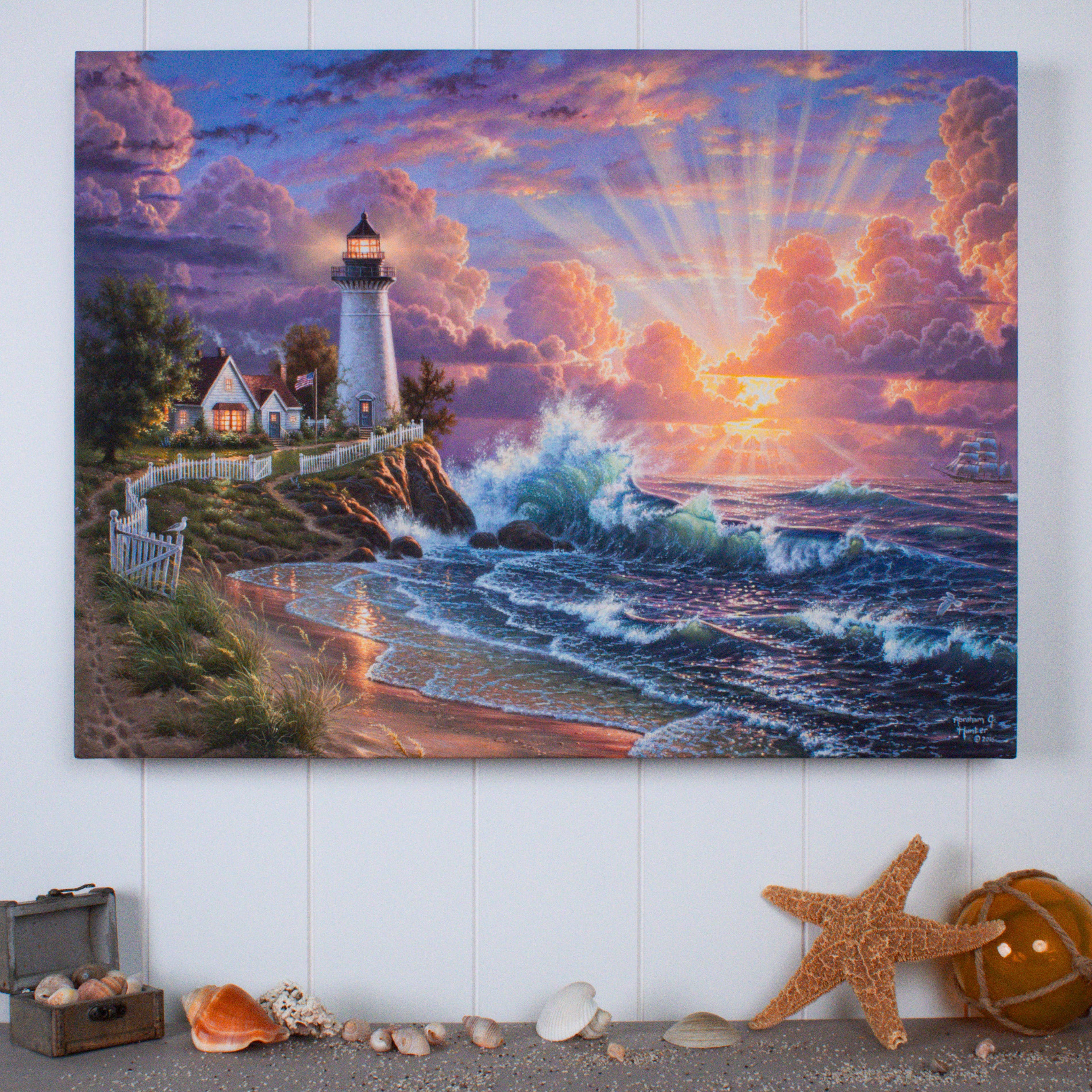 Glow Decor – wholesale Art print – Light of Hope 18x24 Fully Illuminated LED Wall Art1