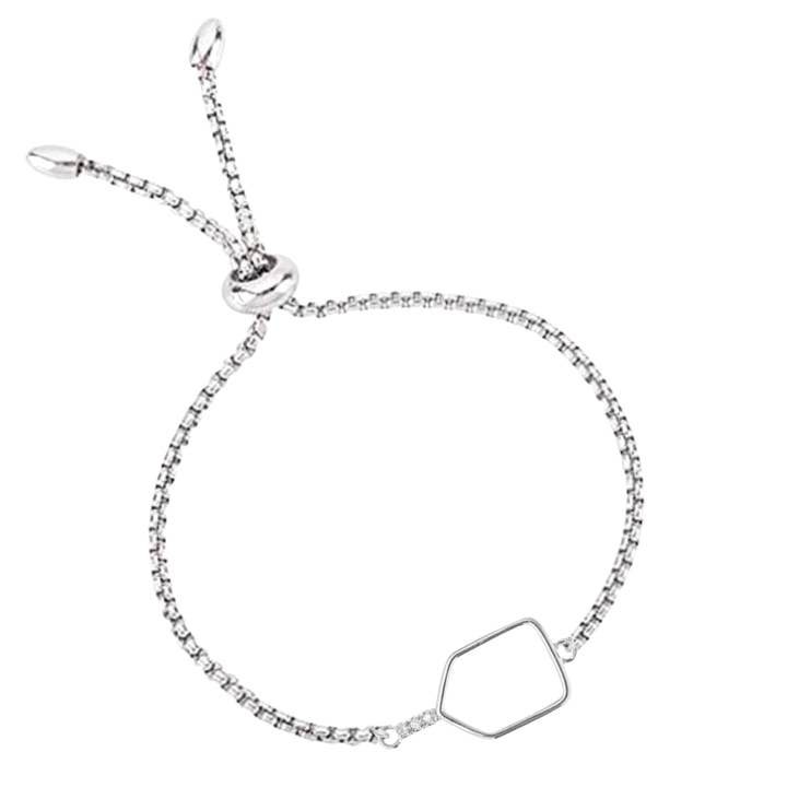 Bracciale regolabile in argento con racchetta da pickleball per la vendita all'ingrosso da parte di Born to Rally