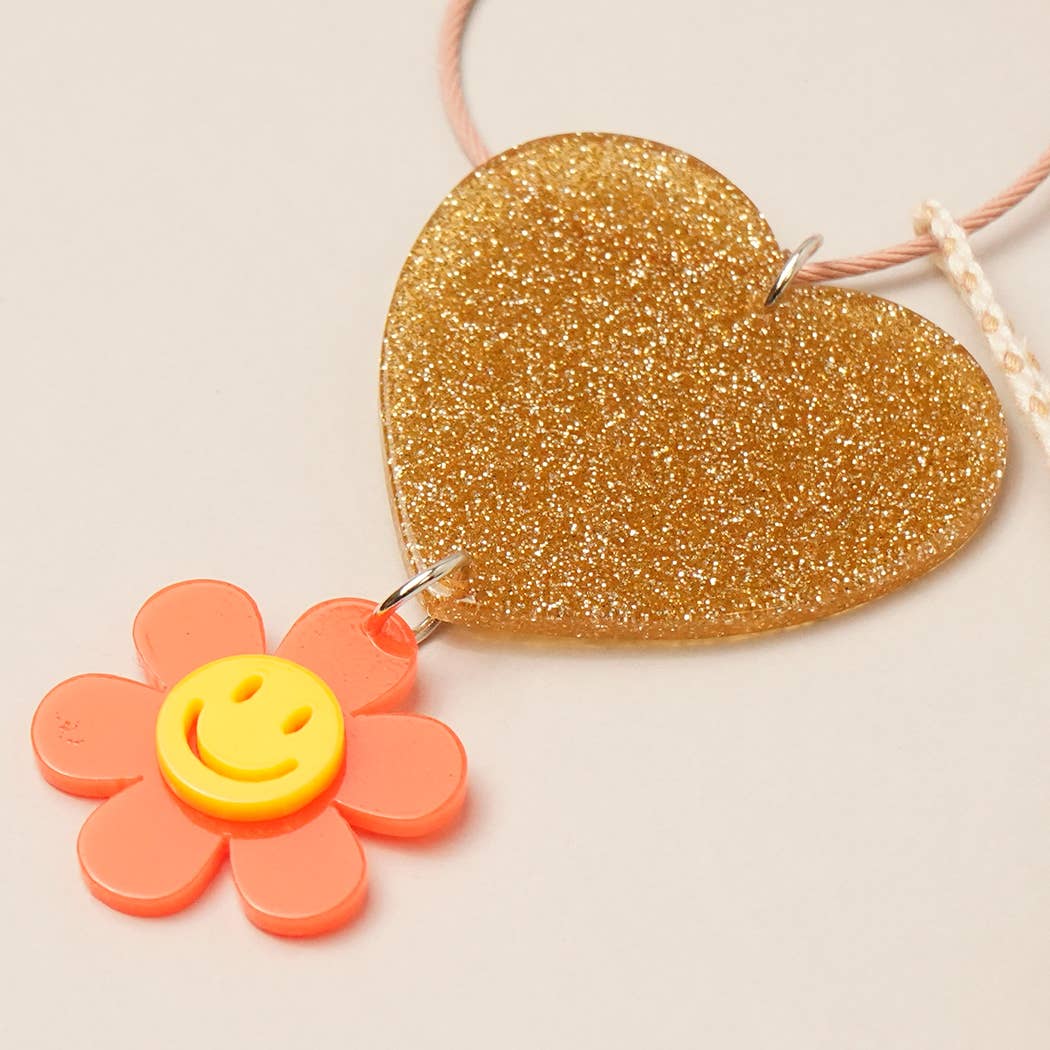 Fashion City - Wholesale Sleutelhanger - Dames - Happy Face sleutelhanger met glitterhart en kwastje, bedeltje9