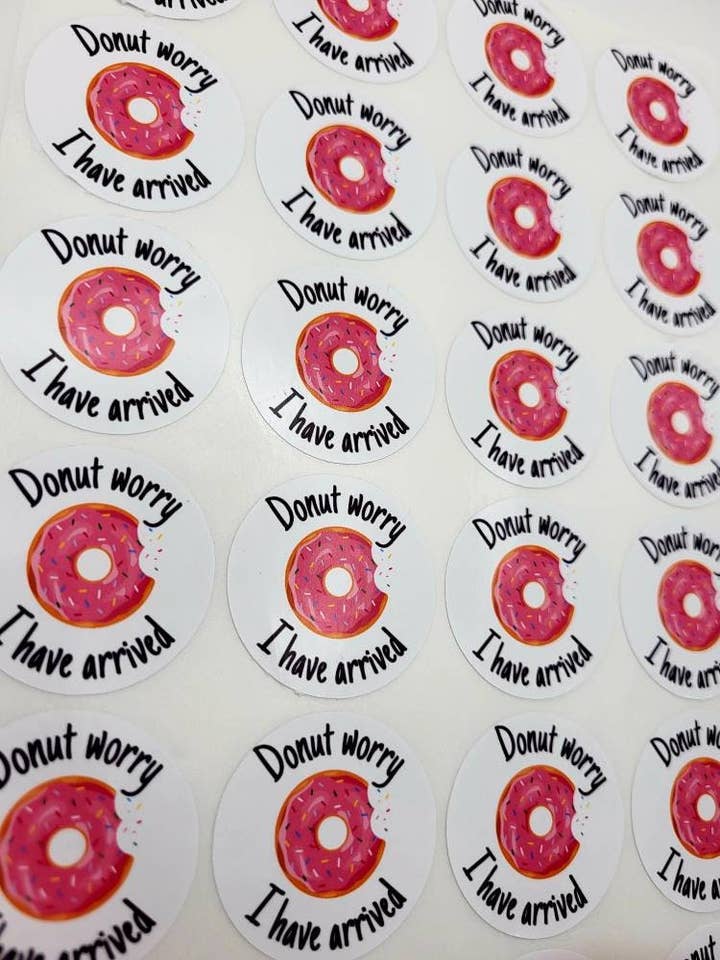 X35 Punny Packaging Stickers, Donut Labels, Food Designs for wholesale by The Sticker Scene