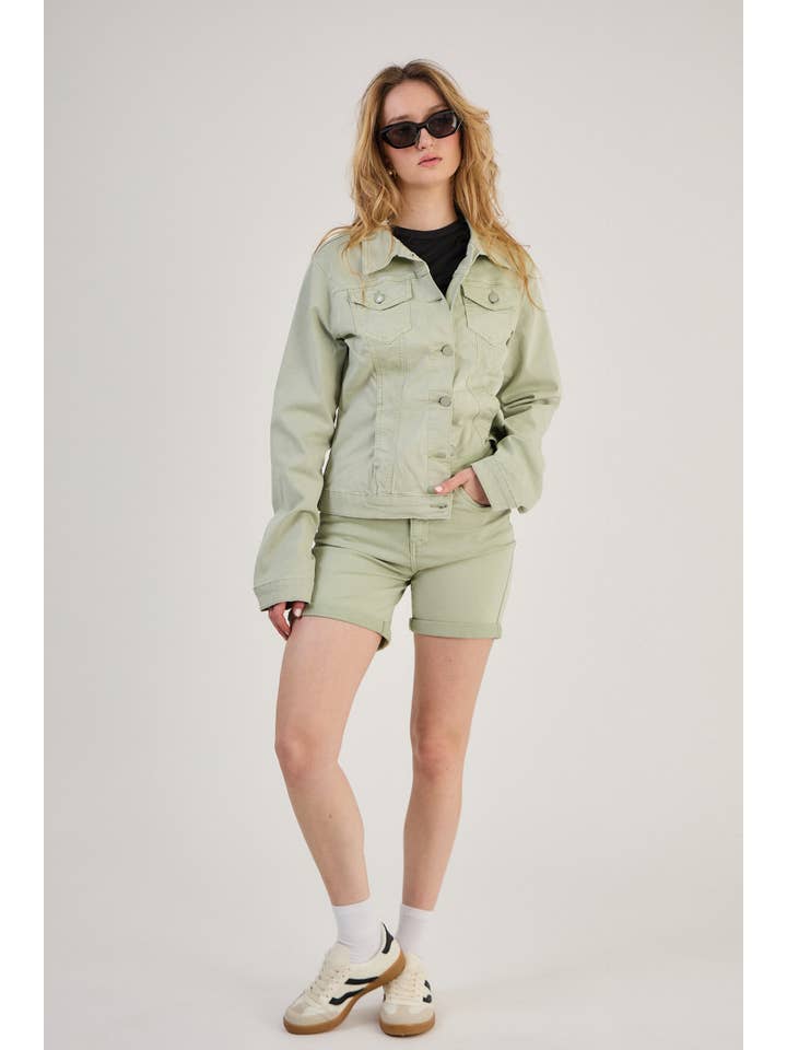 Light green Regular jacket in color (Stretch Cotton) "Romane" for wholesale on Faire