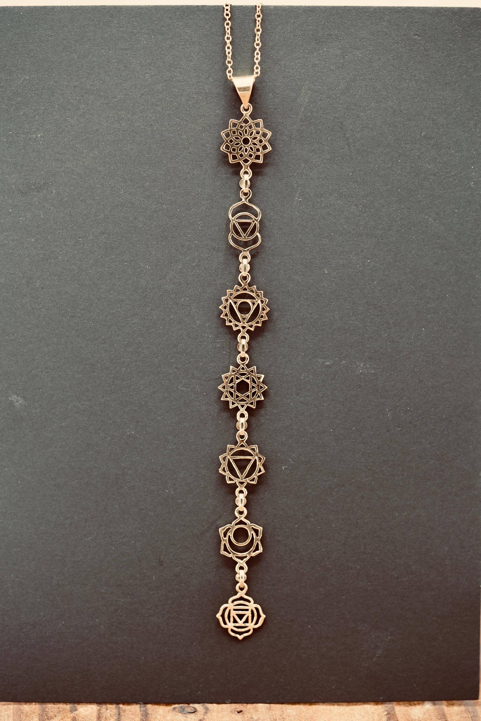 Kaali Boutique – wholesale Pendant/charm necklace – Gold Seven 7 Chakras Necklace / Gift Box / Gift For Her / Hypoallergenic / Yoga / / Boho / Hippie / Rustic / Ethnic1