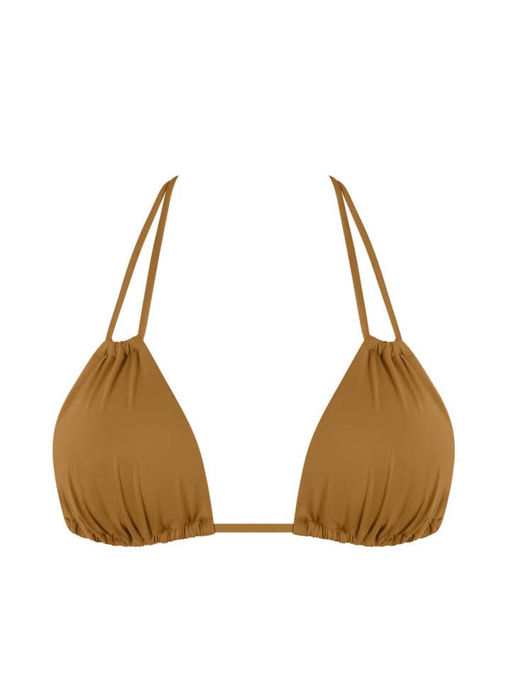 Chlamys Varia by MrMiss - Wholesale Swim Top - Women's - Chlamys Varia Double Strap Triangle Bikini Top-Sand Brown