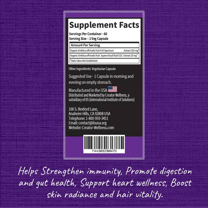 Creator Wellness - Wholesale Oral Supplement/Vitamin - Amla Supplement | 225mg Indian Gooseberry Extract | 60 Caps5