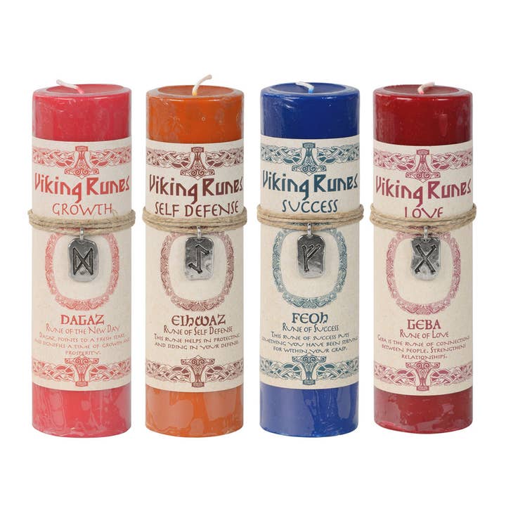 Benjamin International - Wholesale Pillar Candle - Viking Rune Pewter Pendant Candle2