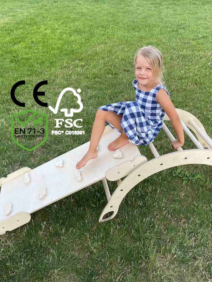 Climbing arch and ramp set, Wooden Montessori climb arch for wholesale by Woodinout