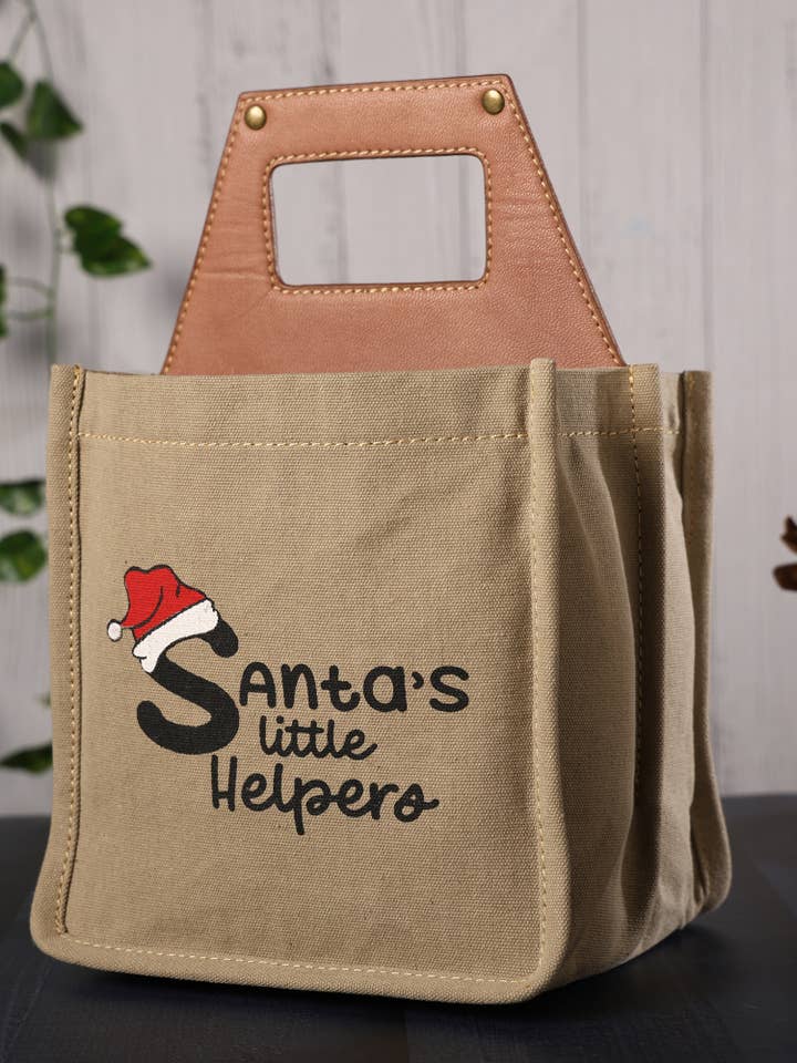 Caddie de cerveja em lona reciclada Santa's Little Helper, M-6551 por atacado de Mona B.