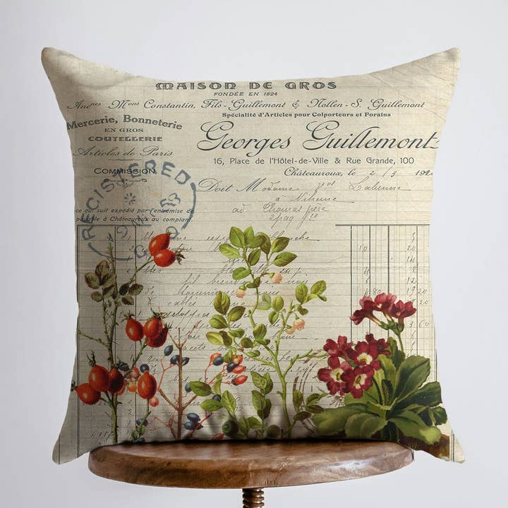 Botanisk blommig | Vintage trädgård | Botanisk | Kuddöverdrag | Vintage | Bondgårddekor | Heminredning | Kastkudde | Rumsinredning | Gift för wholesale av UniikPillows