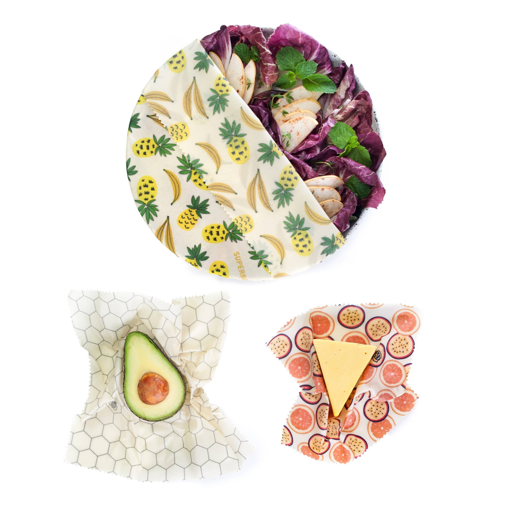 SuperBee - Eco Living Made Easy – Wrap/saco para armazenar alimentos por atacado – Caixa com 20 embalagens alimentares de cera de abelha “Beeginner” em 3 tamanhos5