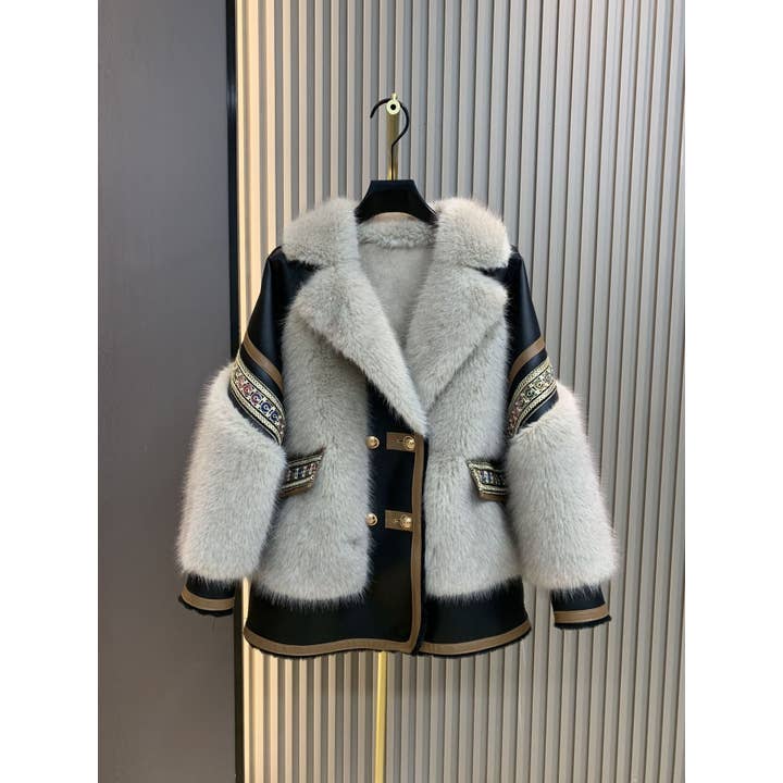 Color as pictures SY293 Chic Winter Embroidered Faux Fur Coat for Women for wholesale on Faire