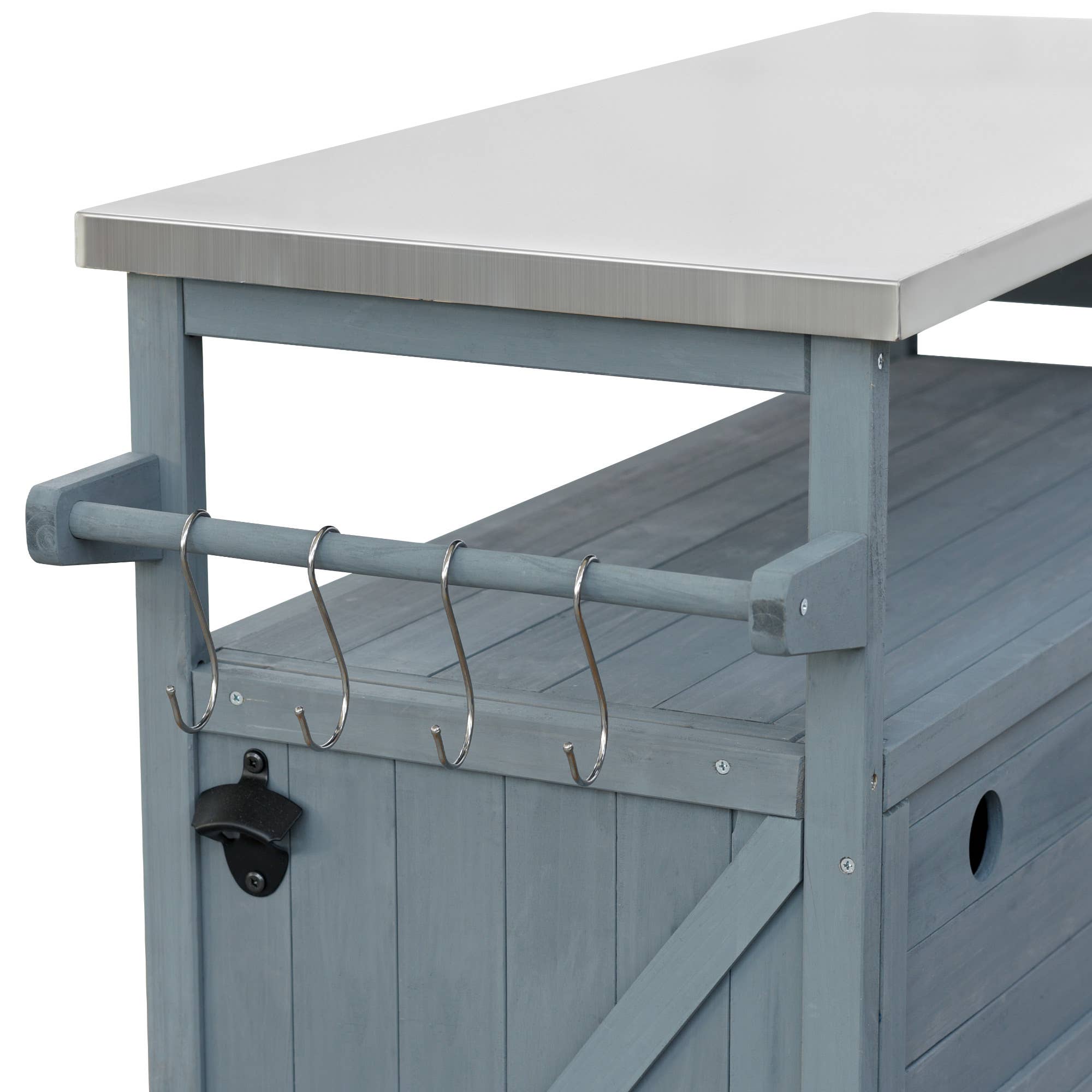 39F Inc. - Wholesale Outdoor Ornament/Decor - Outdoor Kitchen Island,Farmhouse Solid Wood Rolling Cart42
