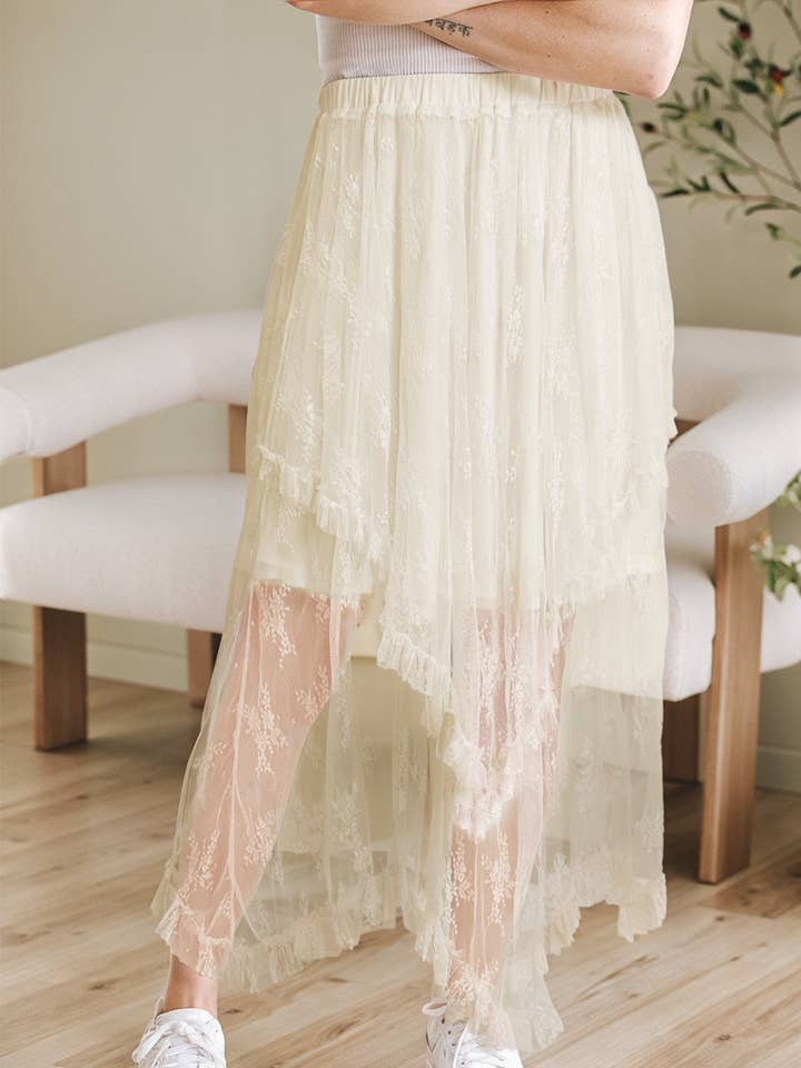 Cascading High Waist Midi Skirt for wholesale by 1 the Woman