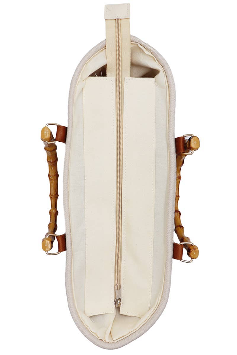 Cap Zone - Wholesale Beach Bag - Oversized Faux Bamboo Handle Braided Woven Beach Tote Bag12