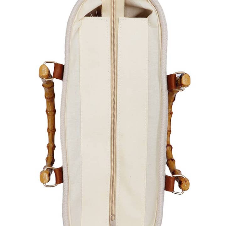 Cap Zone - Wholesale Beach Bag - Oversized Faux Bamboo Handle Braided Woven Beach Tote Bag12