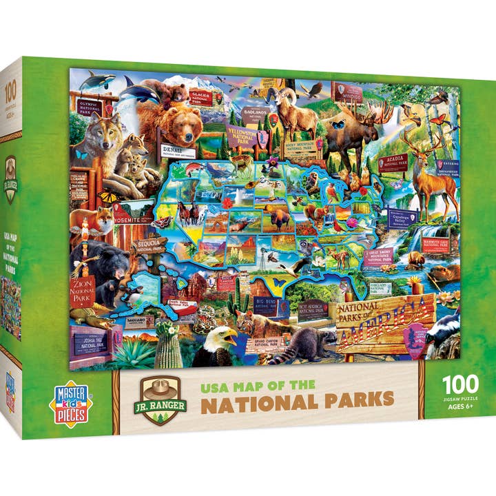 Masterpieces Puzzles - Wholesale Puzzle - Kids - USA Map of the National Parks - 100 Piece Puzzle
