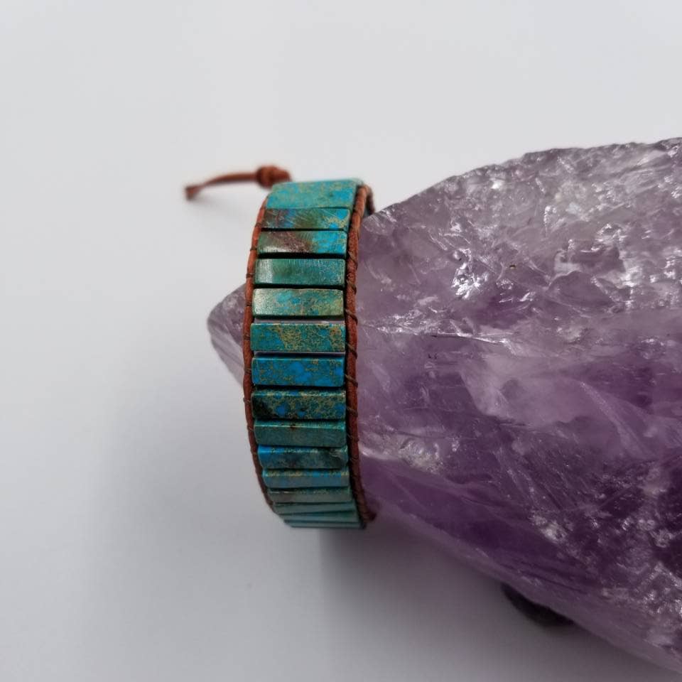 magnolia jewelry - Vente Bracelet tissé/tressé - Bracelet portefeuille tissé en perles turquoises1