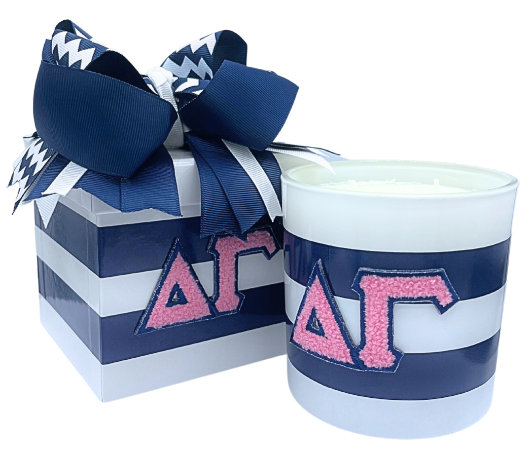 Color Shout – Engroshandel Glaslys – C201- Sorority græske bogstavlys med chenillemærke7