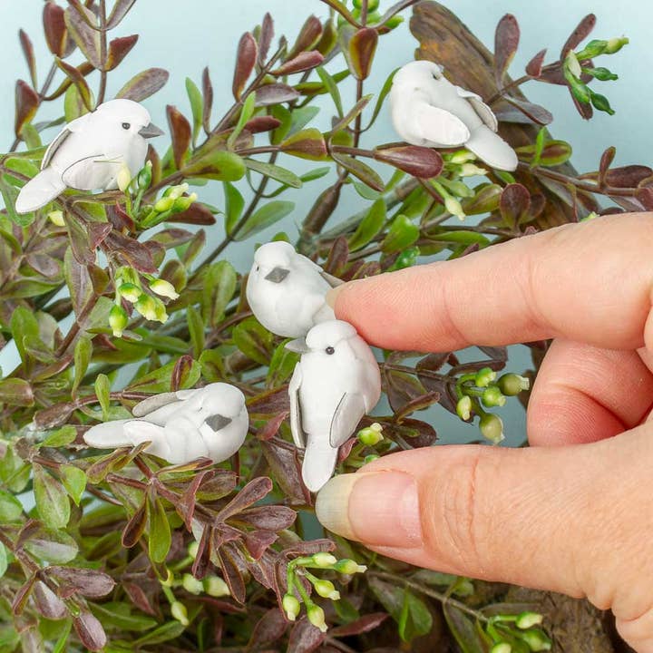 Factory Direct Craft - Wholesale Artificial Flowers - Pack of 24 Miniature 1-1/4" Mushroom Dove Birds 1