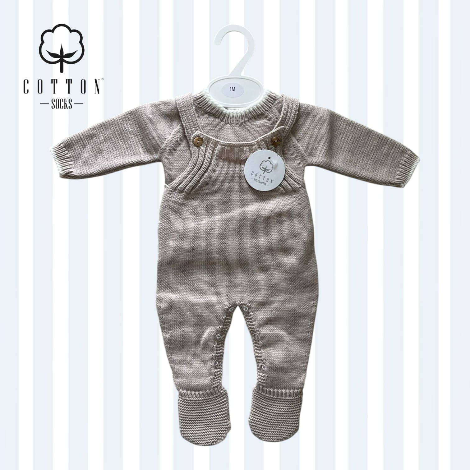 Cotton Socks - Vendita all'ingrosso Completino - Neonati - 2025.1 Salopette + maglione in maglia 100% acrilico2