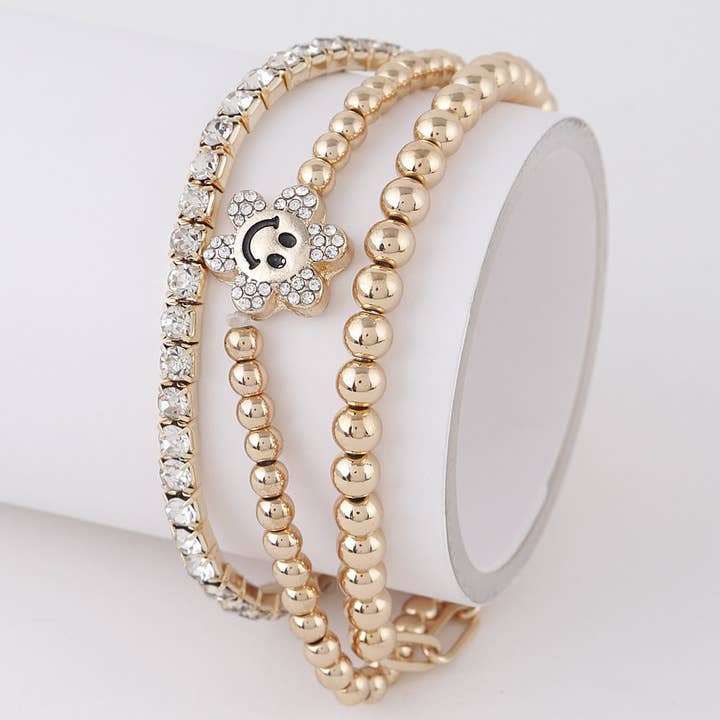 Bejeweled Happy Flower Bracelets for wholesale by 3AM BY H&D ACCESSORIES
