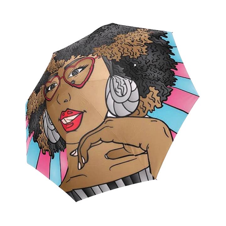 Designs By Dij - Wholesale Umbrella - Women's - Cute Umbrella Design Feisty Suzanna Beautiful Afro Black Girl Unique Large Umbrella