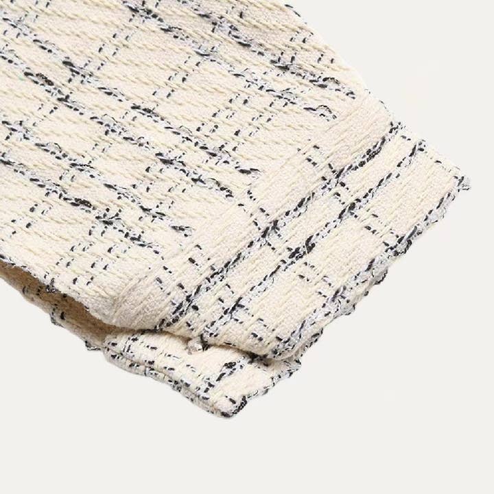 Apricot Looking Great Plaid Collared Neck Tweed Long Sleeve Shacket for wholesale on Faire4