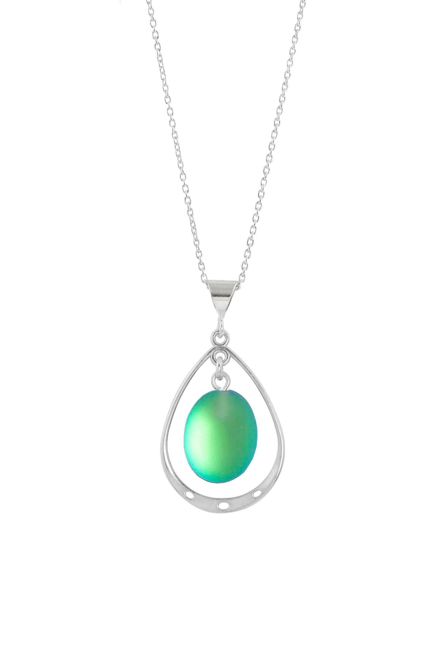 LeightWorks - Wholesale Pendant/Charm Necklace - Oval w Loop Pendant Sterling Silver Crystal Jewelry Necklace3