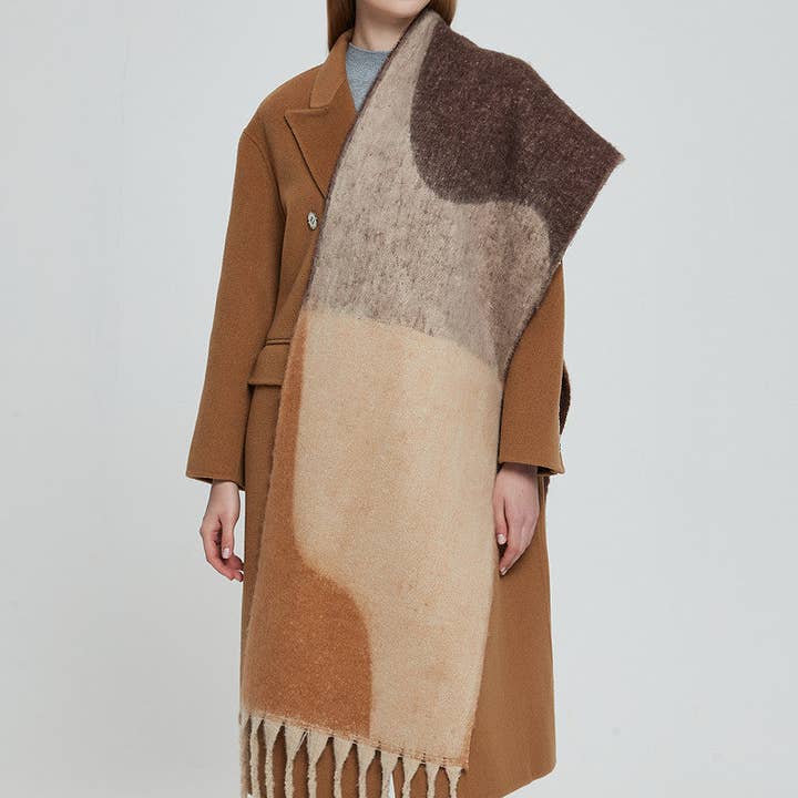 Dipped Shop – Großhandel Schal – Damen – Unregelmäßiger Druck Quasten Vintage Schal DPKS120315