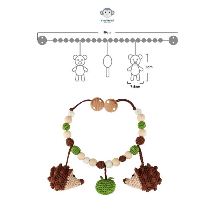 SindiBaba – wholesale Barnvagnsöverdrag/-tillbehör - Baby – Haklapp med virkade igelkottar och äpple från SindiBaba3