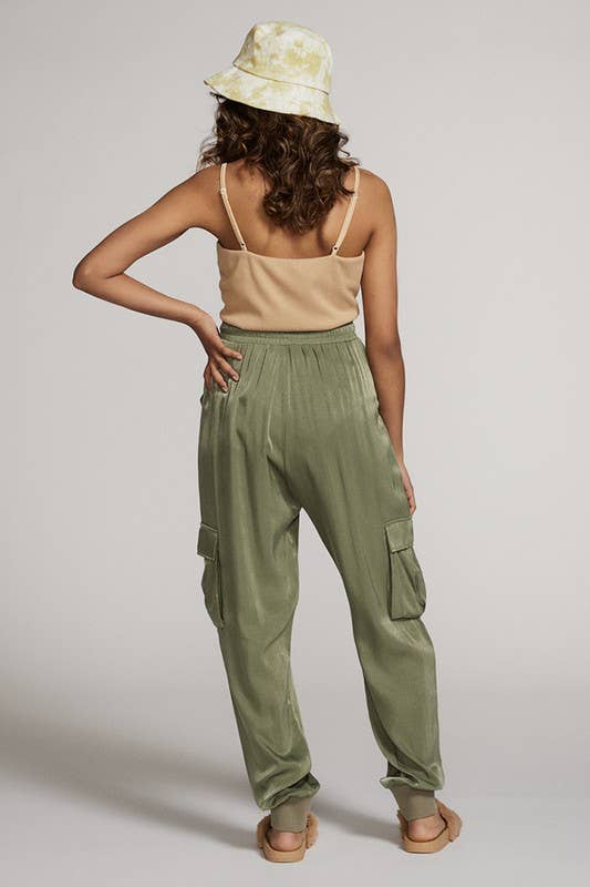 Miss Sparkling - Wholesale Pants - Women's - Textured Satin Cargo Pants8