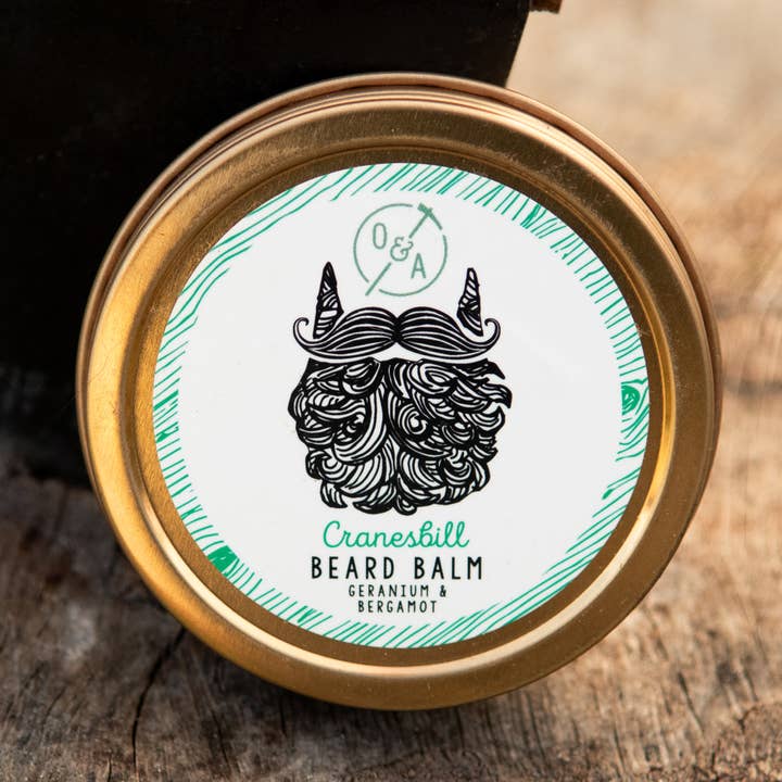 Cranesbill Beard Balm for wholesale by Oak & Adze