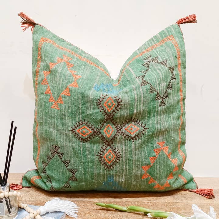 Urban Adorn - Wholesale Throw Pillow Cover - Green Cactus Silk Inspired Linen Square Cushion Cover5