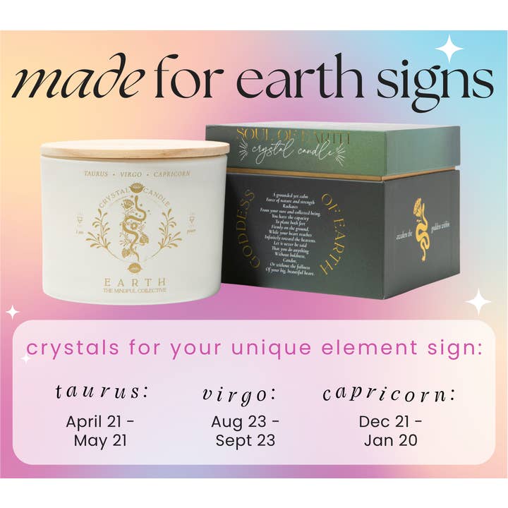 THE MINDFUL COLLECTIVE - Wholesale Jar/Filled Candle - Earth Element Crystal Candle – Taurus, Virgo & Capricorn2