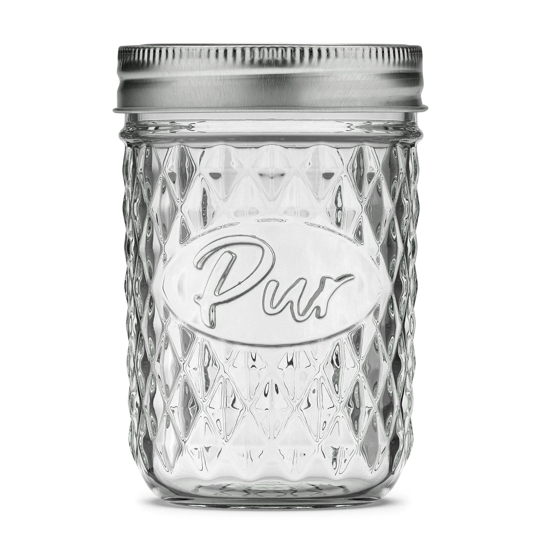 Pur Mason - Wholesale Jar - 16oz Wide Mouth Mason Jar, Diamond Design - 12 Pack1