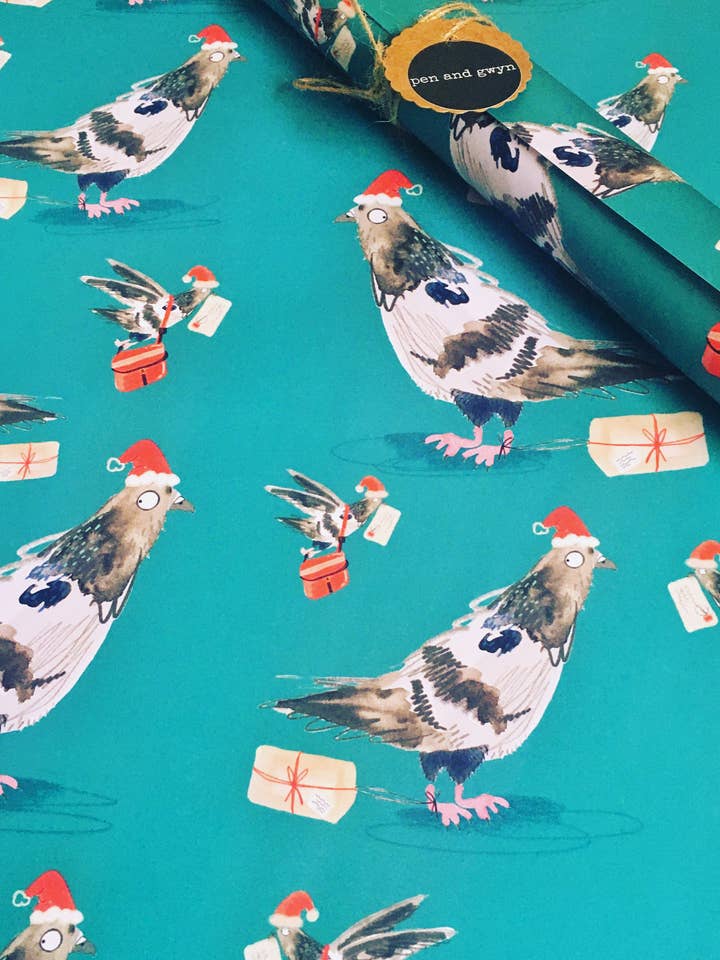 Postbud Pigeon Julegave Wrap for engroshandel hos Pen and Gwyn