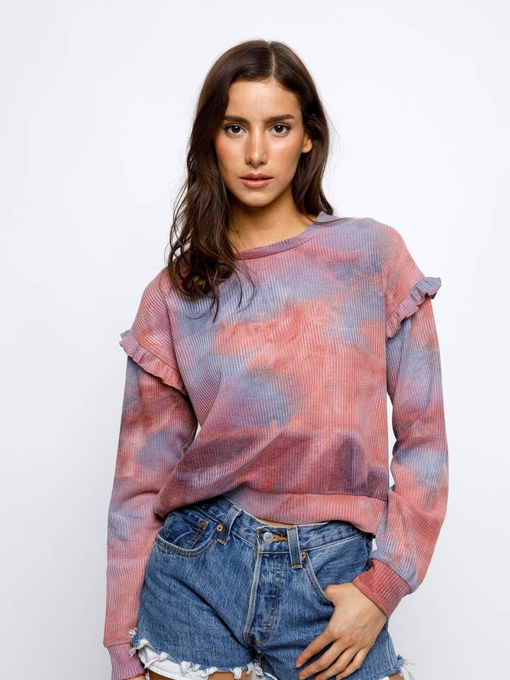 BT2641- Dark Tie-dye Pullover Sweater for wholesale by STORIA