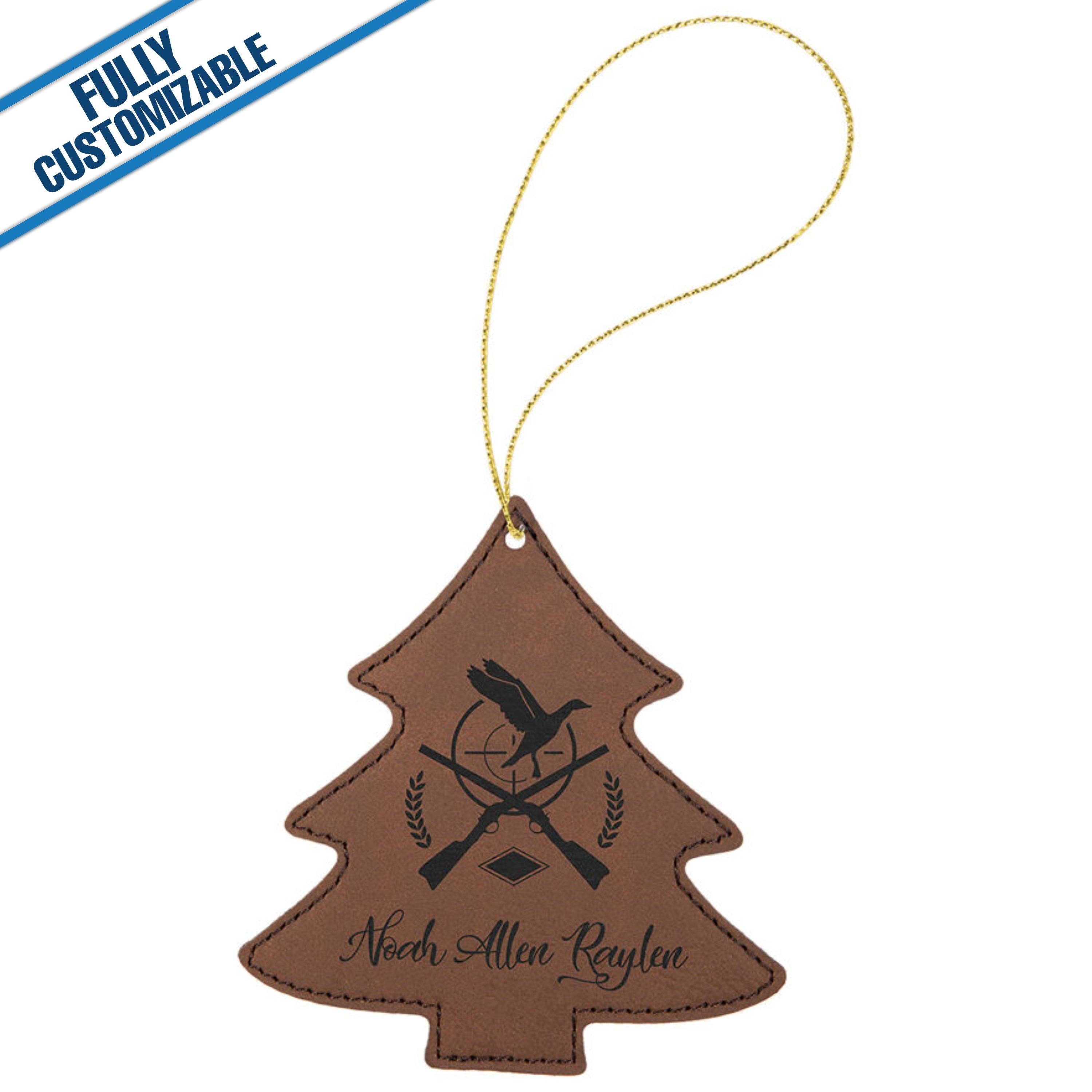 GiftWorksPlus - Wholesale Ornament - Engraved Leatherette Tree Ornament - Fully Customizable3