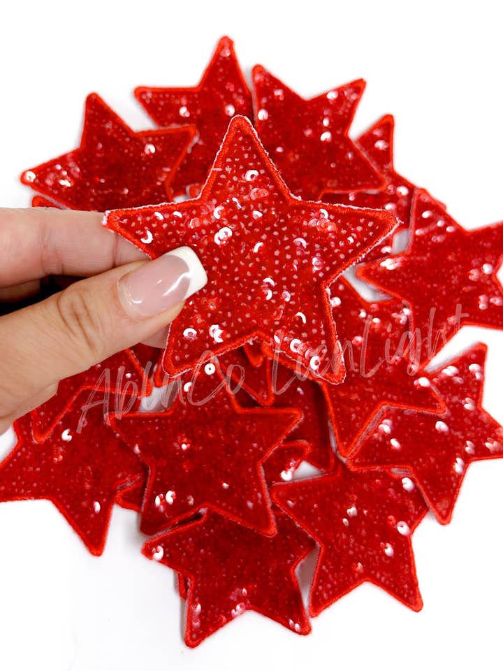 trucker hat patches small red star sequins patch iron on for wholesale by ABLNco