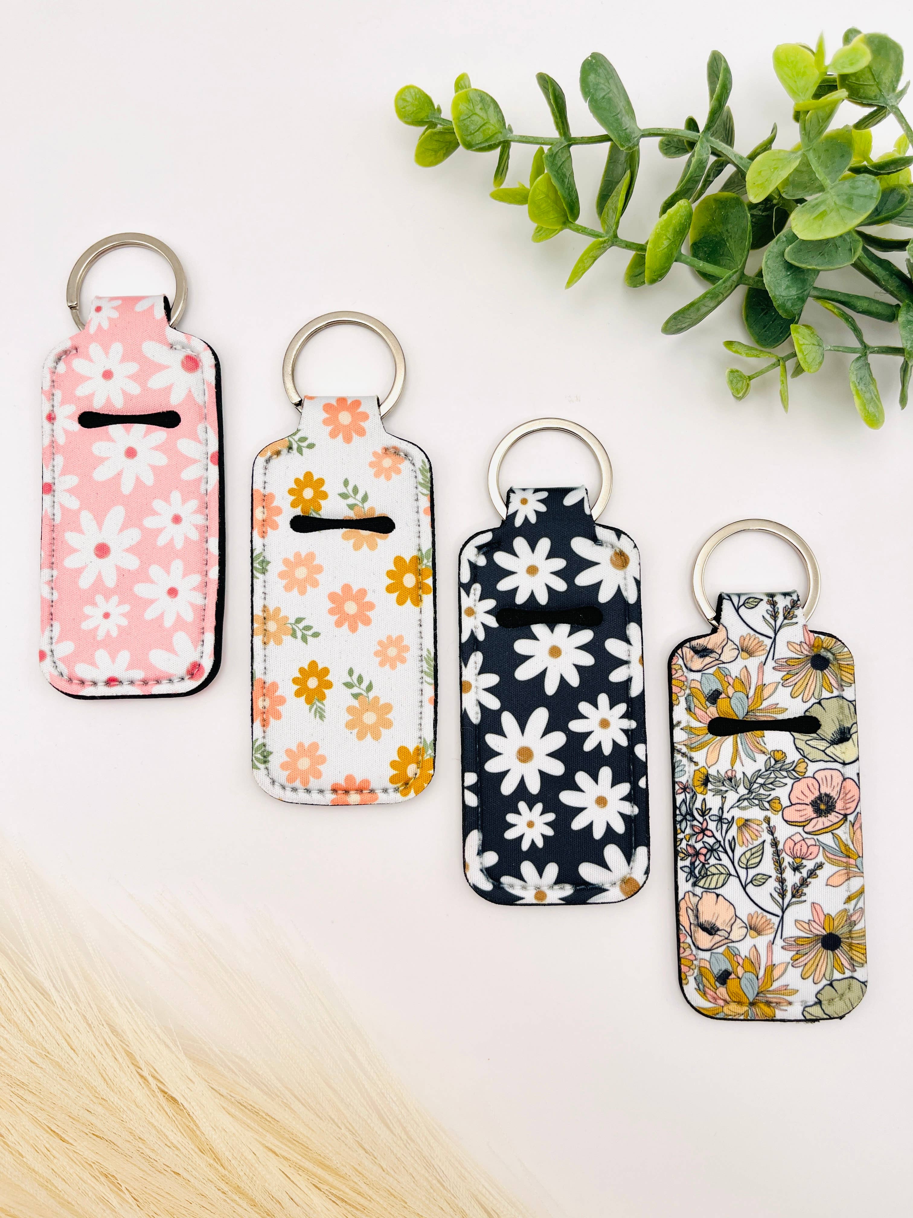 MarissaDDesigns - Wholesale Keychain - Women's - Chapstick Holder Keychain – Neutral, Floral & Bow Prints7