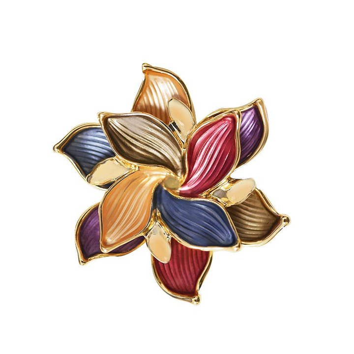 AMORINO SRL - Wholesale Brooch - ENAMEL FLOWER MAGNETIC PIN - SW24704B6772