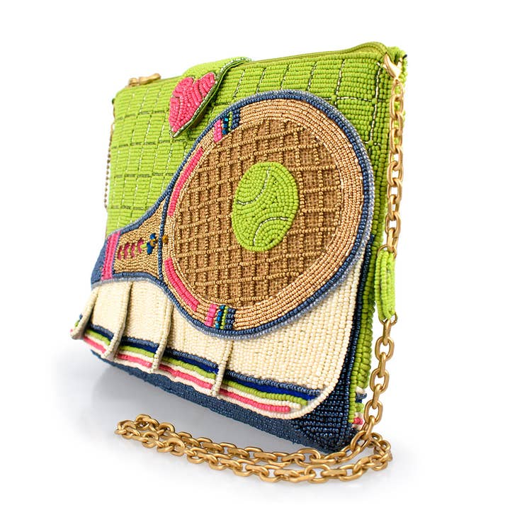 Mary Frances Accessories - Wholesale Crossbody Bag - Women's - Match Point Beaded Tennis Racquet Crossbody Handbag