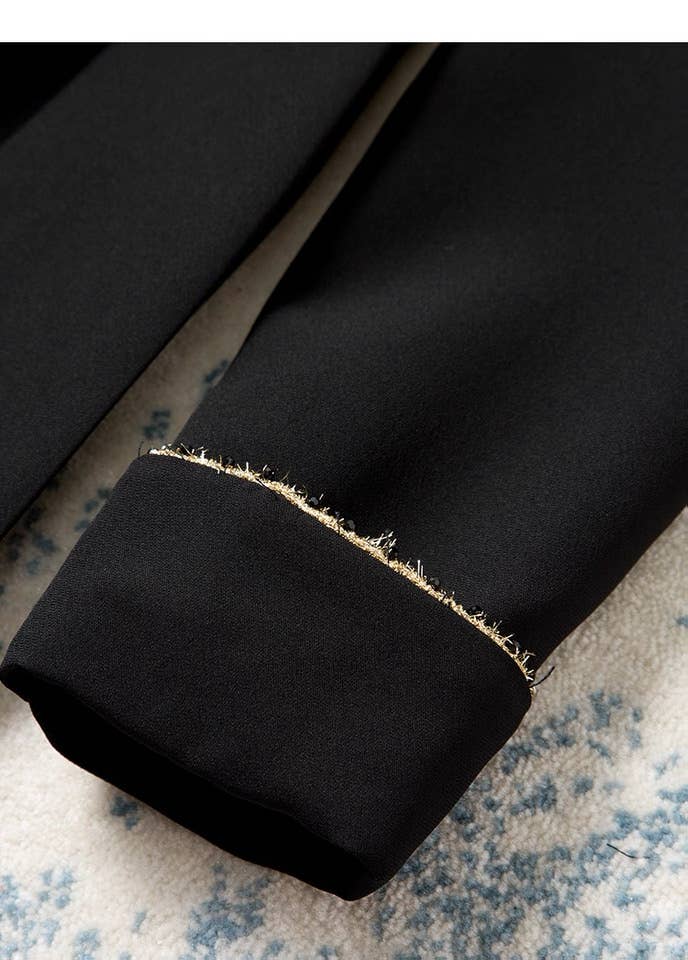 Black DR879YWomen’s Double-Breasted Blazer Dress with Lapel Collar for wholesale on Faire4