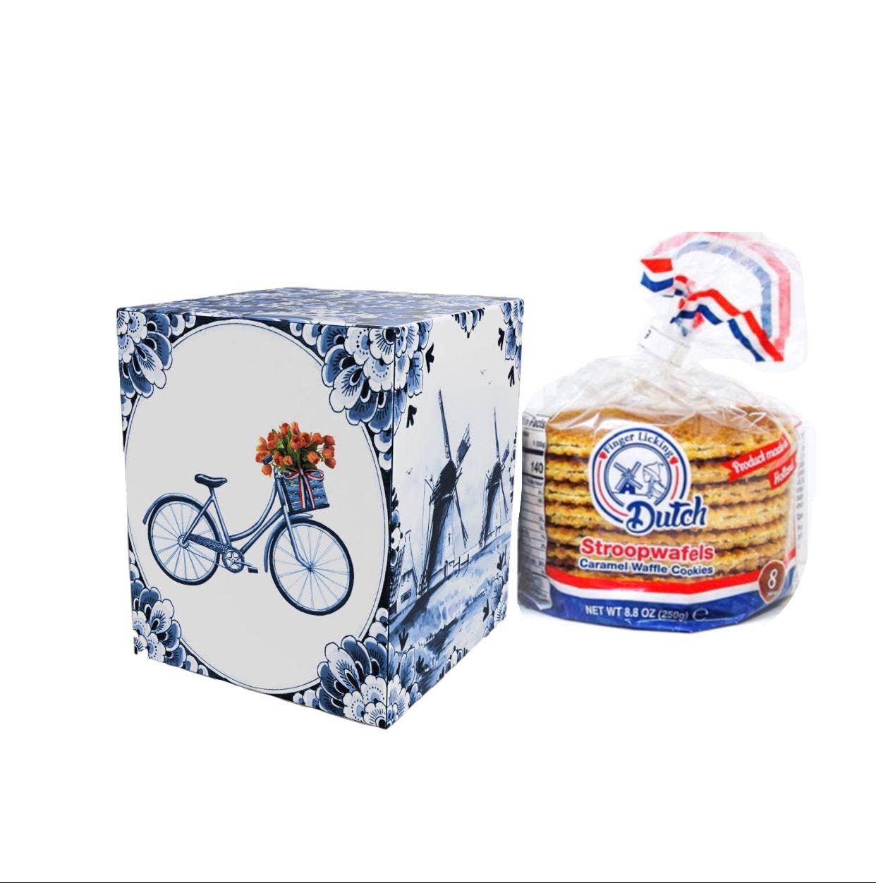 Finger Licking Dutch Stroopwafel Cookies - Wholesale Cookie - Gift Box w/8-Stroopwafel Cookies,(QTY:12) Dutch Delft Blue1