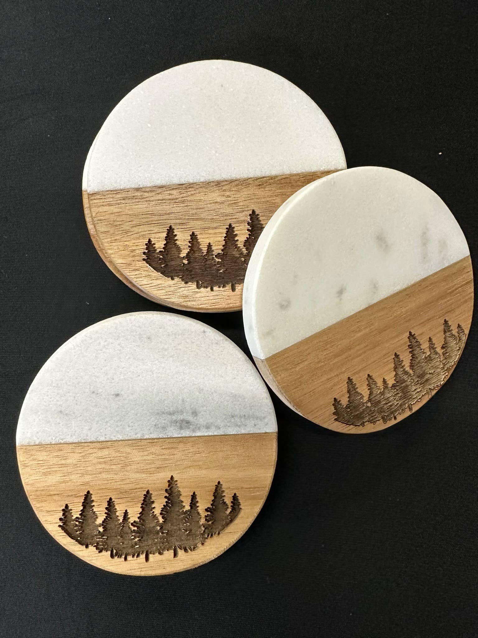 MT ENGRAVED - Wholesale Coasters - Tree outline Engraved Marble Coaster2