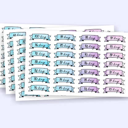 Watercolor Countdown Stickers for wholesale by Stickies by C&S