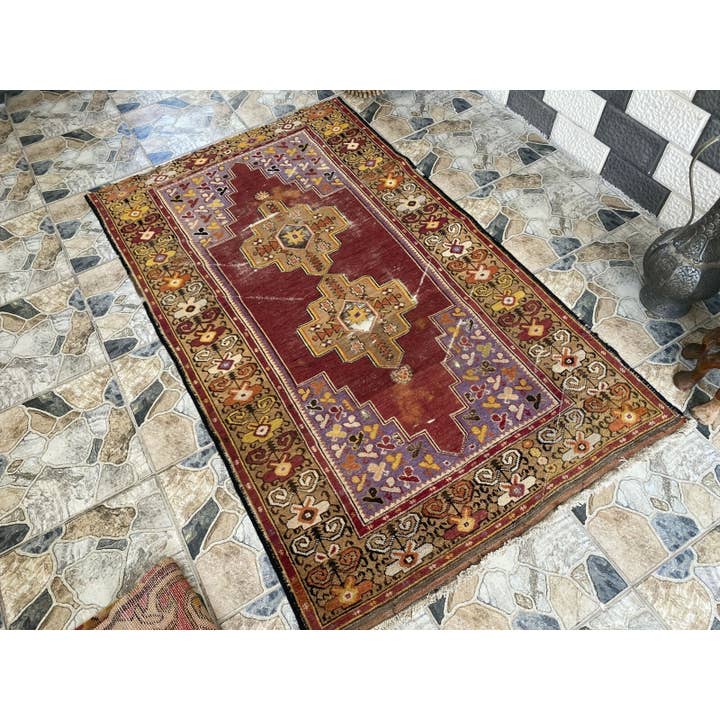 Oushak Rugs - Wholesale Area Rug - Vintage Turkish Oushak Handmade Geometric Wool Rug 4x6 ft17