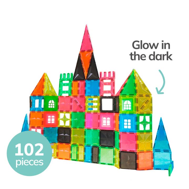 102 PCS Magnetic Tile Toy Set | Glow-in-the Dark for wholesale by MEKA